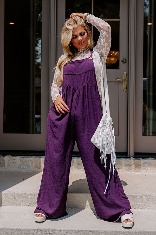 Happy Sanctuary Wide Leg Jumpsuit in Royal Plum Curves sold by Impressions product image thumbnail 5