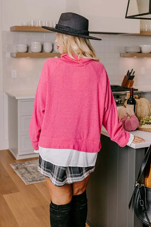 Leaf Lined Drive Sweater Top in Pink Curves sold by Impressions product image thumbnail 4