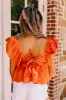Stay Here Awhile Peplum Top In Rust sold by Impressions