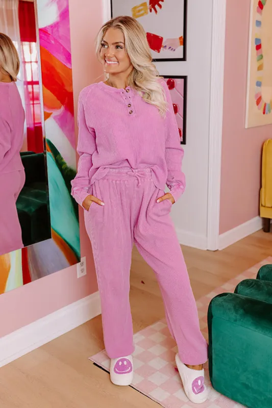 Wine And Unwind Waffle Knit Joggers In Violet sold by Impressions