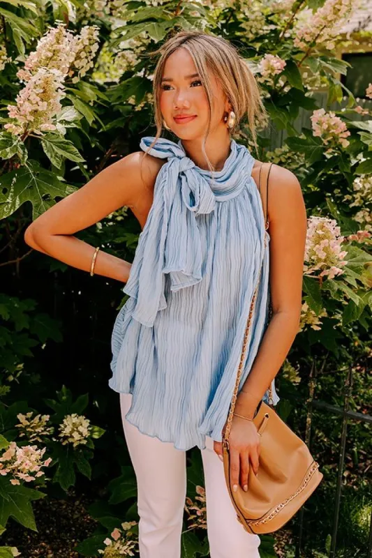 Lead Me Back To You Pleated Top In Airy Blue sold by Impressions