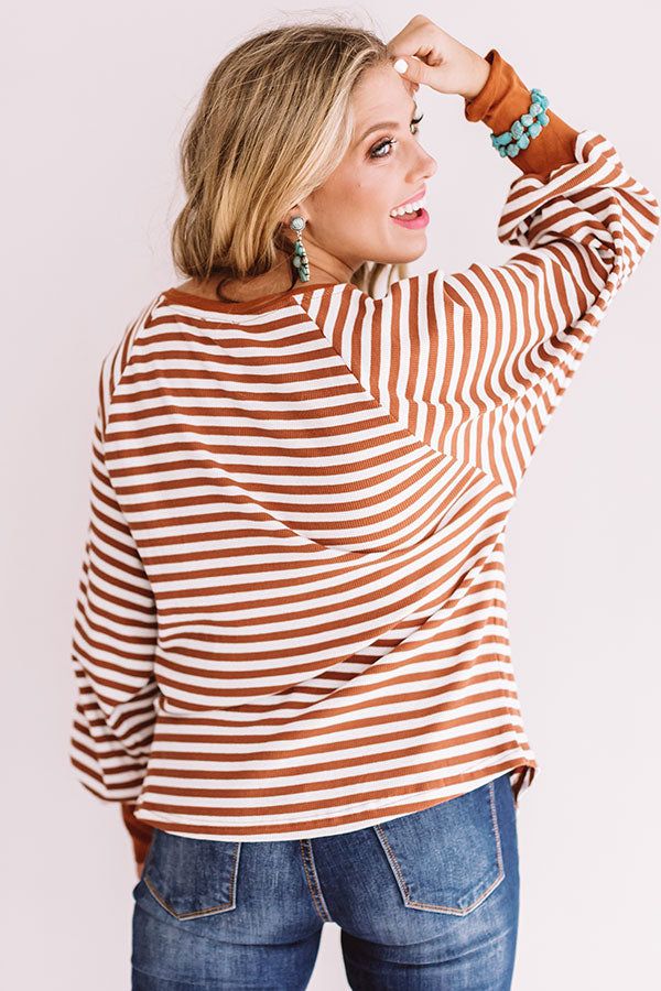 California Love Stripe Shift Top In Rust sold by Impressions product image thumbnail 4