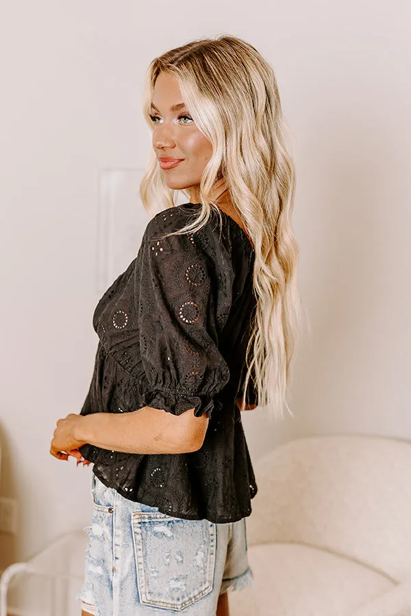 The Next Chapter Eyelet Top In Black sold by Impressions product image thumbnail 4