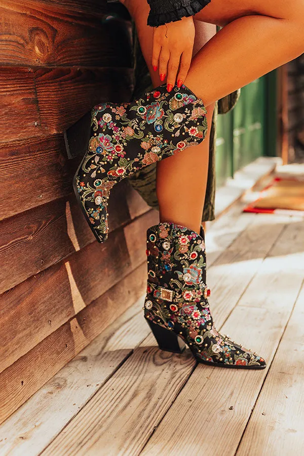 The Delilah Embellished Cowboy Boot in Black sold by Impressions
