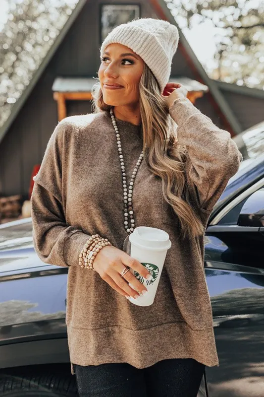 Upstate Cozy Shift Sweater In Mocha sold by Impressions