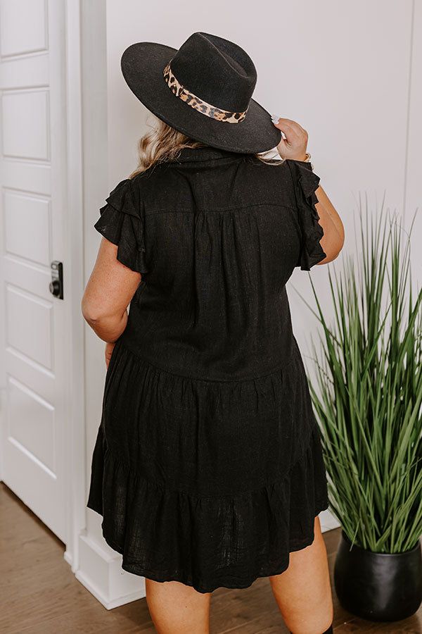 Newsworthy Style Linen-Blend Babydoll Dress In Black Curves sold by Impressions product image thumbnail 4