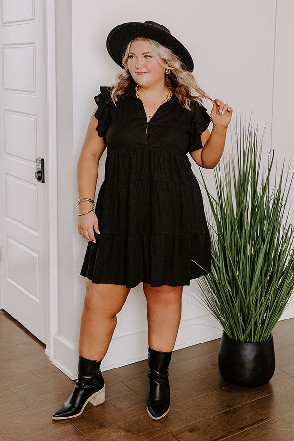 Newsworthy Style Linen-Blend Babydoll Dress In Black Curves sold by Impressions