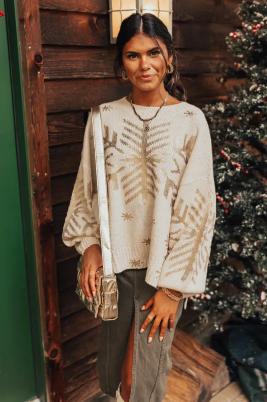 Falling Snowflakes Sweater In Cream sold by Impressions