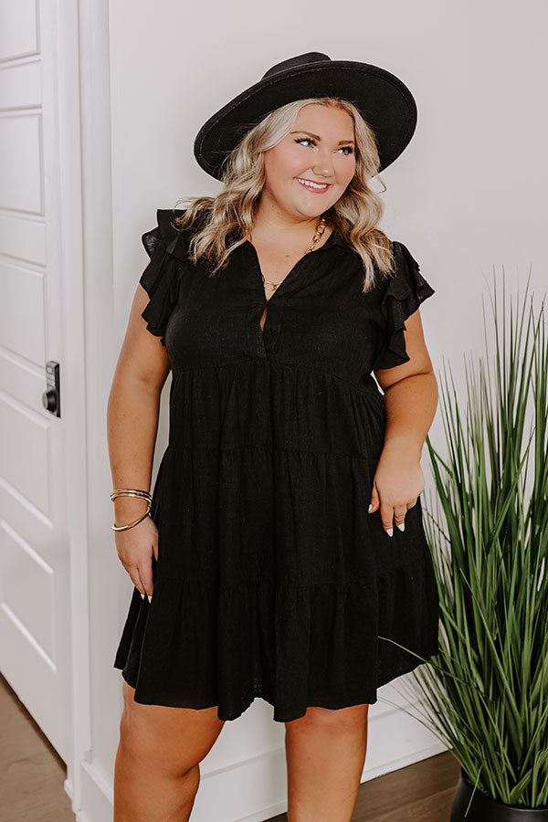 Newsworthy Style Linen-Blend Babydoll Dress In Black Curves sold by Impressions product image thumbnail 2
