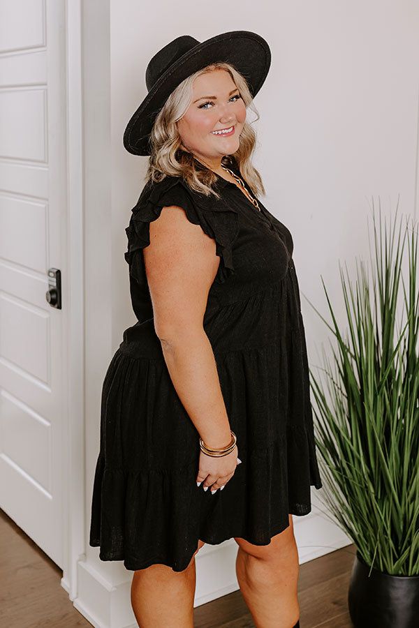 Newsworthy Style Linen-Blend Babydoll Dress In Black Curves sold by Impressions product image thumbnail 3