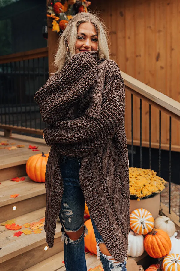 Mountain View Cable Knit Cardigan In Espresso sold by Impressions product image thumbnail 3