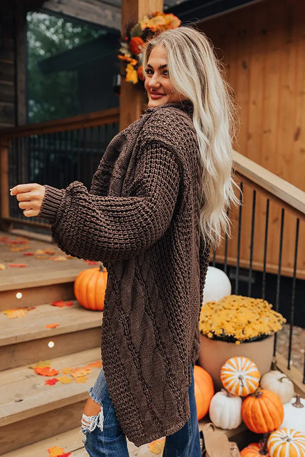 Mountain View Cable Knit Cardigan In Espresso sold by Impressions product image thumbnail 4