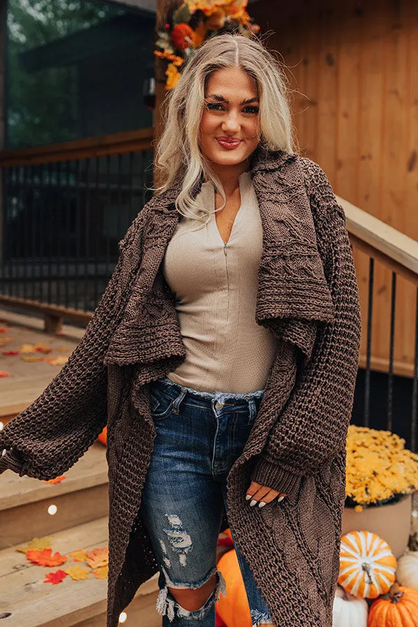 Mountain View Cable Knit Cardigan In Espresso sold by Impressions product image thumbnail 5