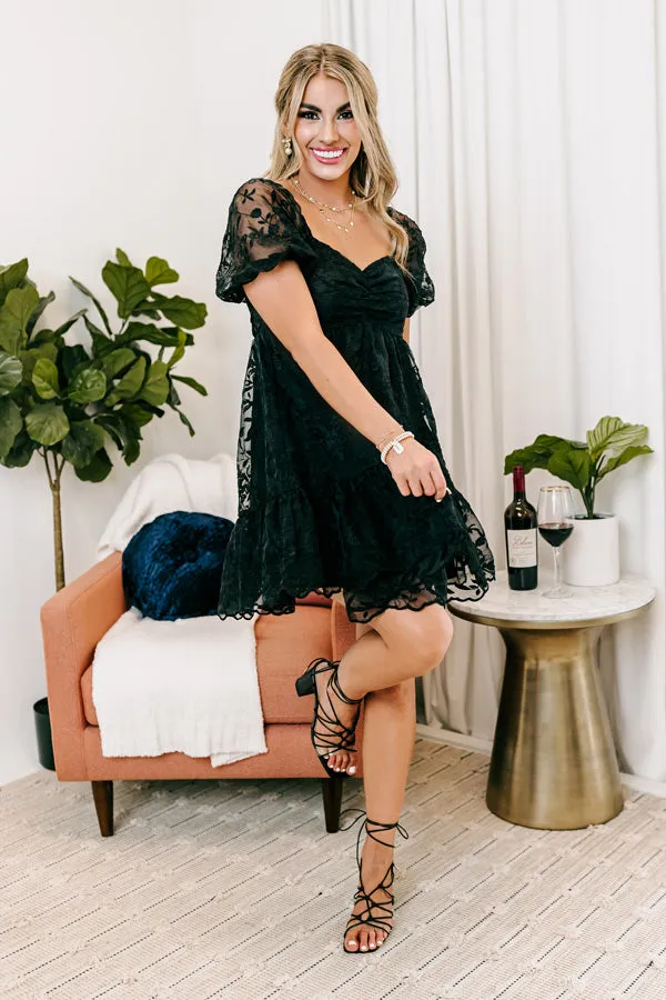 Endearing Romance Embroidered Mini Dress In Black sold by Impressions