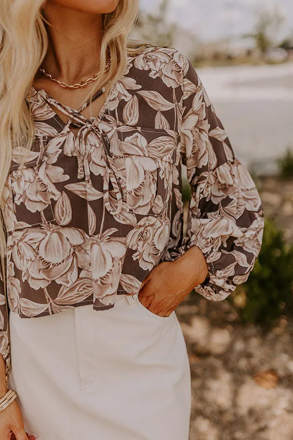 Courtyard Dreaming Floral Top in Espresso sold by Impressions product image thumbnail 3