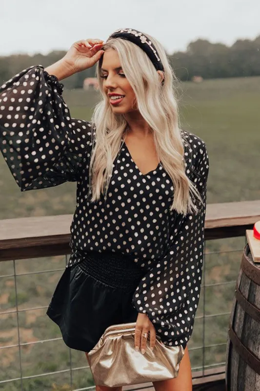 Style A La Mode Polka Dot Shift Top in Black sold by Impressions