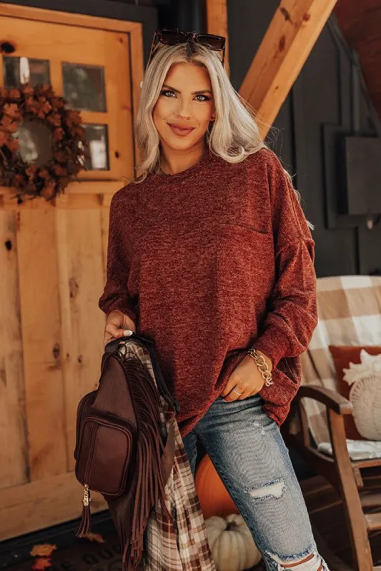 Upstate Cozy Shift Sweater In Wine sold by Impressions
