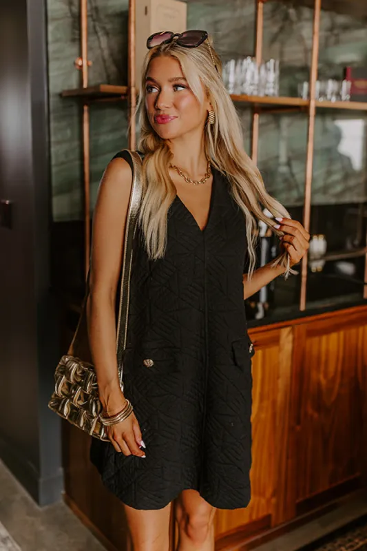 Chic Outing Quilted Mini Dress in Black sold by Impressions