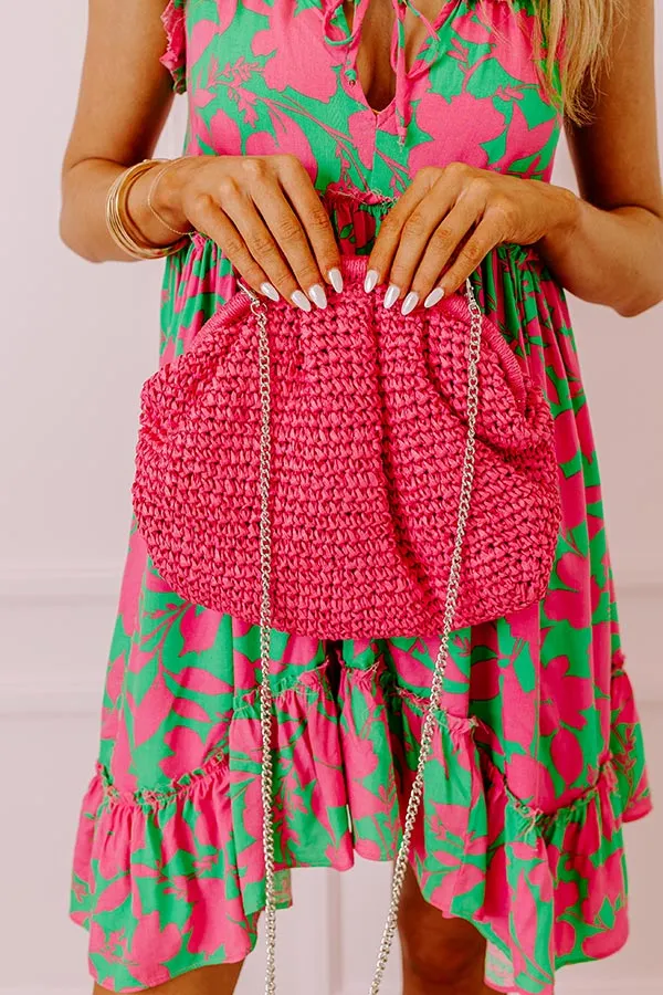Coral Cove Woven Crossbody In Hot Pink sold by Impressions