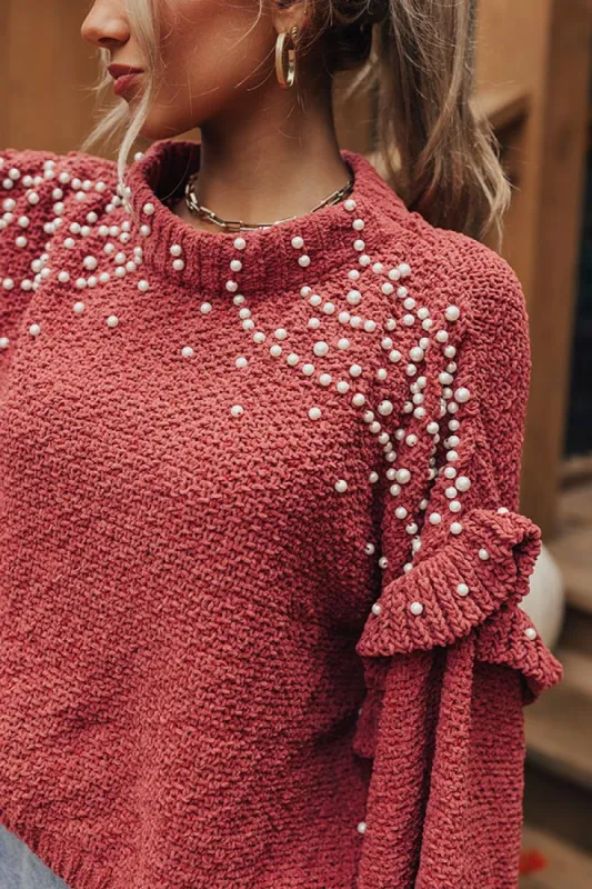 Cuddle Up With Cocoa Embellished Sweater in Rustic Rose sold by Impressions