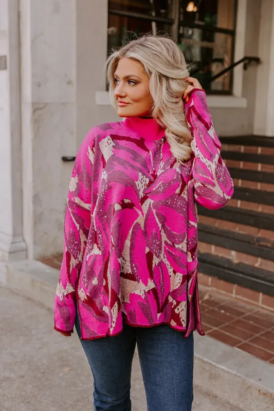Touch Of Fall Sweater Top in Hot Pink sold by Impressions