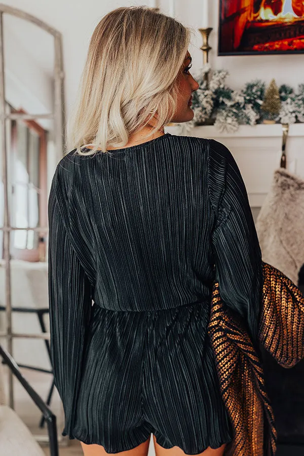 Flirtatious Outing Pleated Romper In Black sold by Impressions product image thumbnail 4