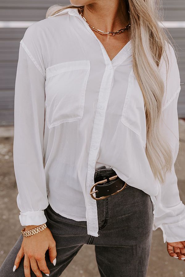 Mindfulness Button Up Top in White sold by Impressions product image thumbnail 5