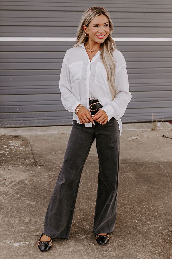 Mindfulness Button Up Top in White sold by Impressions product image thumbnail 4