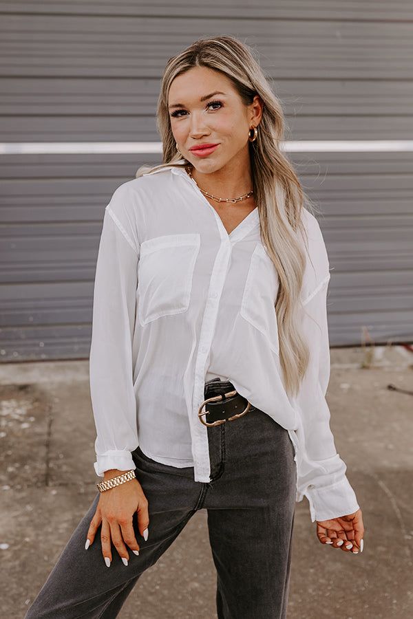 Mindfulness Button Up Top in White sold by Impressions product image thumbnail 3