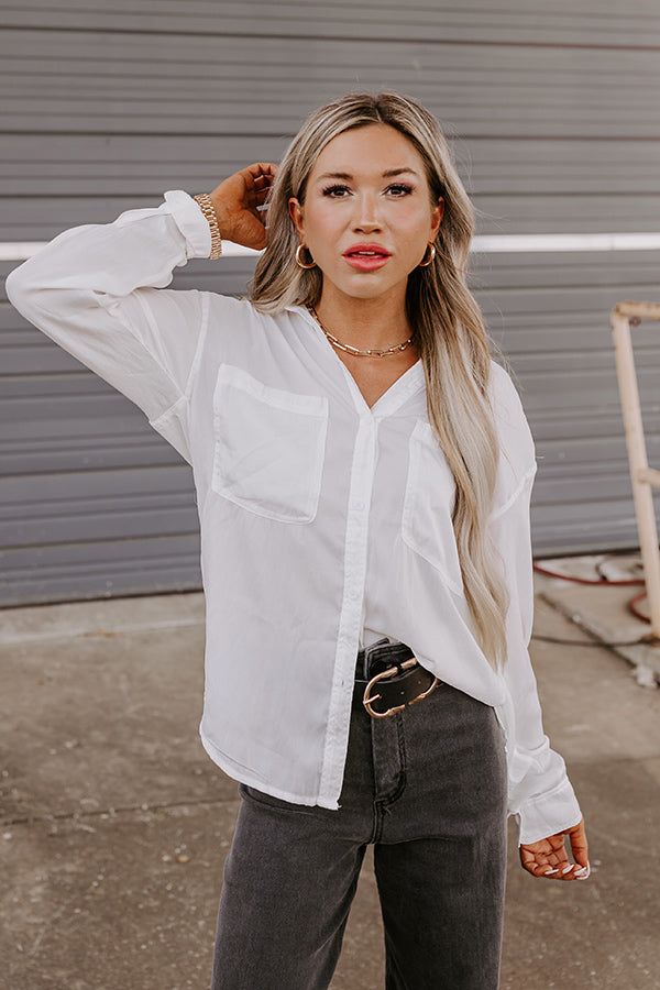 Mindfulness Button Up Top in White sold by Impressions product image thumbnail 6