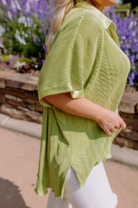 Rhythmic Rhapsody Pleated Button Up Curves sold by Impressions