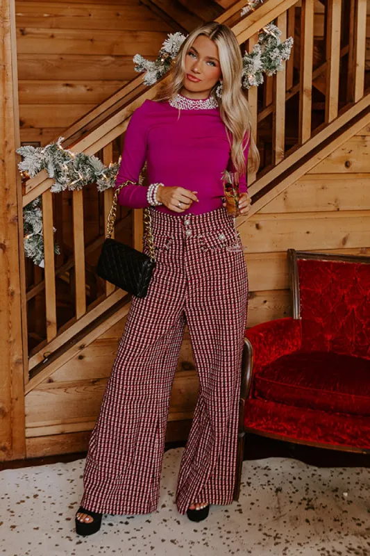Red Wine Sipping High Waist Tweed Pants sold by Impressions