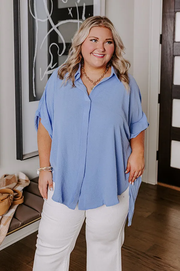 Destined For Decadence Button Up In Sky Blue Curves sold by Impressions product image thumbnail 5