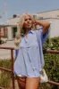 Destined For Decadence Button Up In Sky Blue Curves sold by Impressions