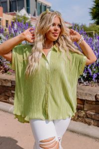 Rhythmic Rhapsody Pleated Button Up Curves sold by Impressions