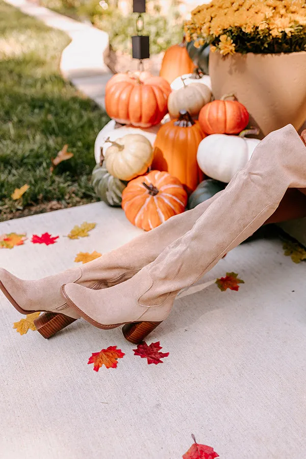 The Juliet Faux Suede Thigh High Boot in Oatmeal sold by Impressions product image thumbnail 2