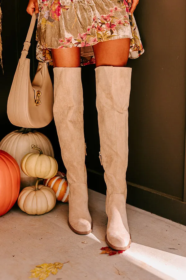 The Juliet Faux Suede Thigh High Boot in Oatmeal sold by Impressions product image thumbnail 3
