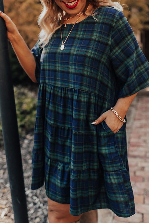 Kind Conversation Plaid Tunic Dress In Green Curves sold by Impressions product image thumbnail 3