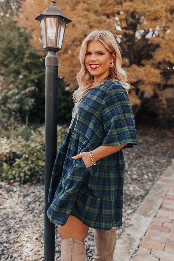 Kind Conversation Plaid Tunic Dress In Green Curves sold by Impressions product image thumbnail 4