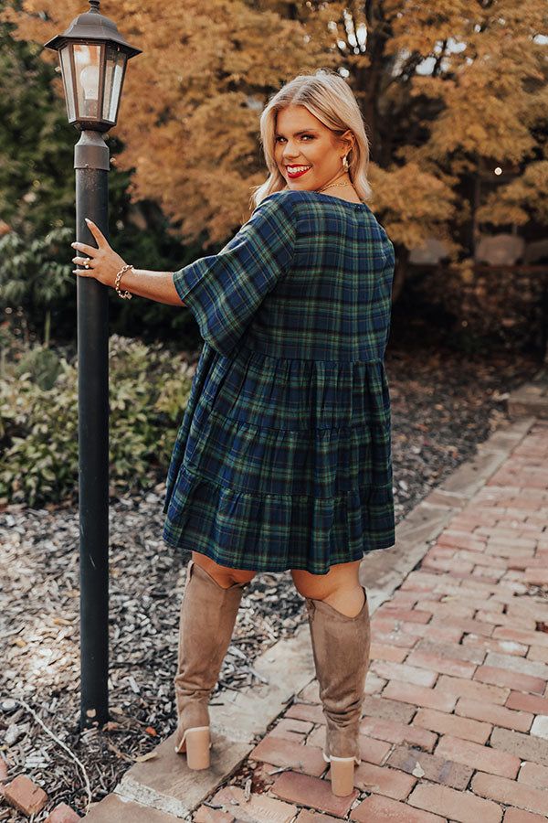 Kind Conversation Plaid Tunic Dress In Green Curves sold by Impressions product image thumbnail 5