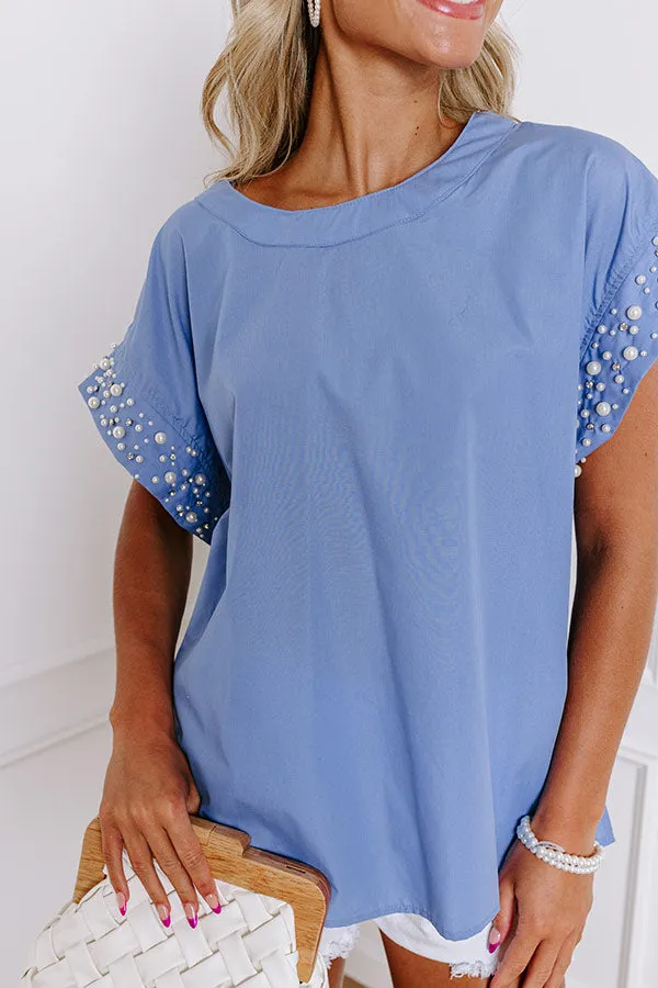 Spotlight Delight Pearl Embellished Top in Airy Blue sold by Impressions product image thumbnail 2