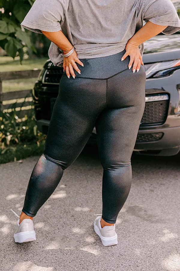 Wine And Weights High Waist Metallic Legging In Black Curves sold by Impressions product image thumbnail 5