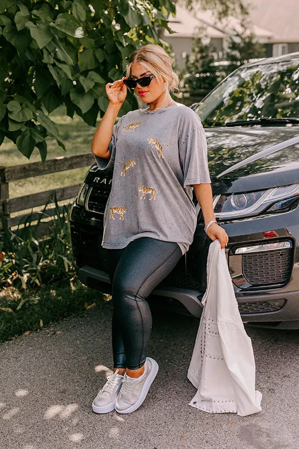 Wine And Weights High Waist Metallic Legging In Black Curves sold by Impressions