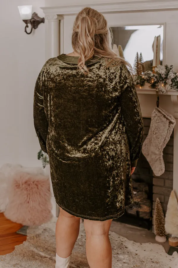 Midnight Kiss Velvet Mini Dress In Army Green Curves sold by Impressions product image thumbnail 5