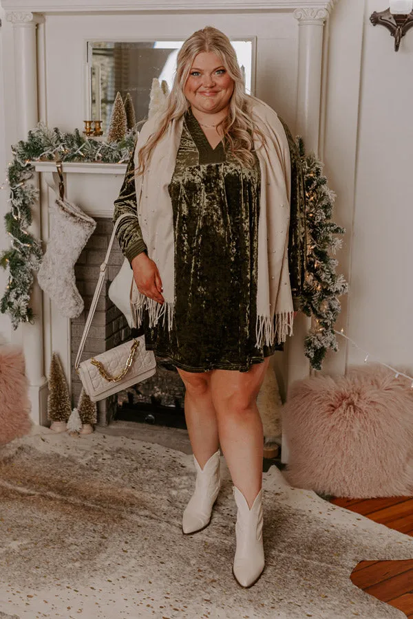 Midnight Kiss Velvet Mini Dress In Army Green Curves sold by Impressions product image thumbnail 2