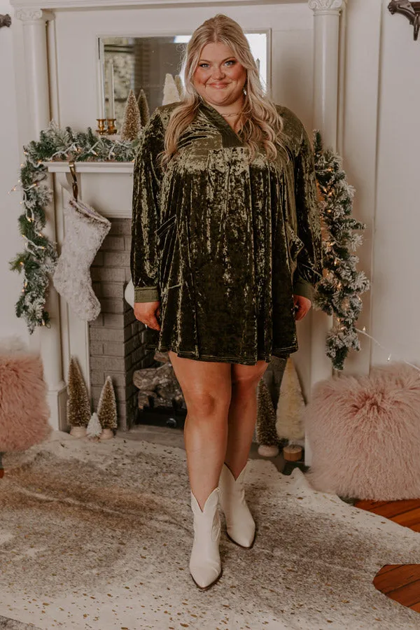 Midnight Kiss Velvet Mini Dress In Army Green Curves sold by Impressions product image thumbnail 3