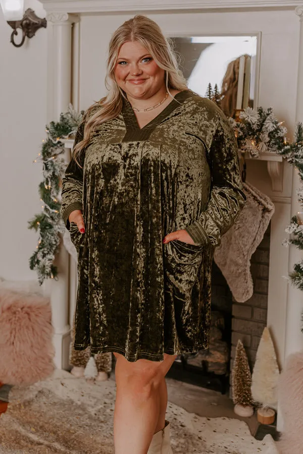 Midnight Kiss Velvet Mini Dress In Army Green Curves sold by Impressions product image thumbnail 4