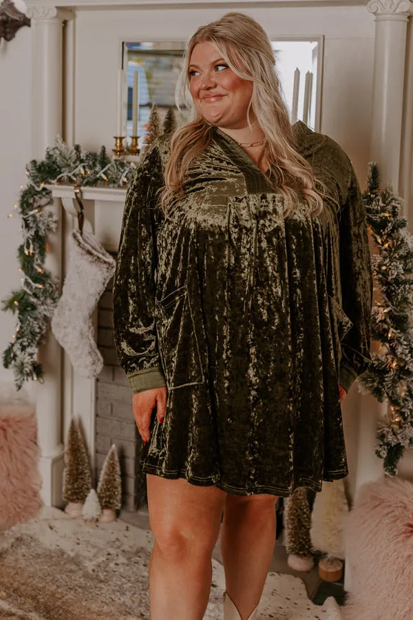 Midnight Kiss Velvet Mini Dress In Army Green Curves sold by Impressions