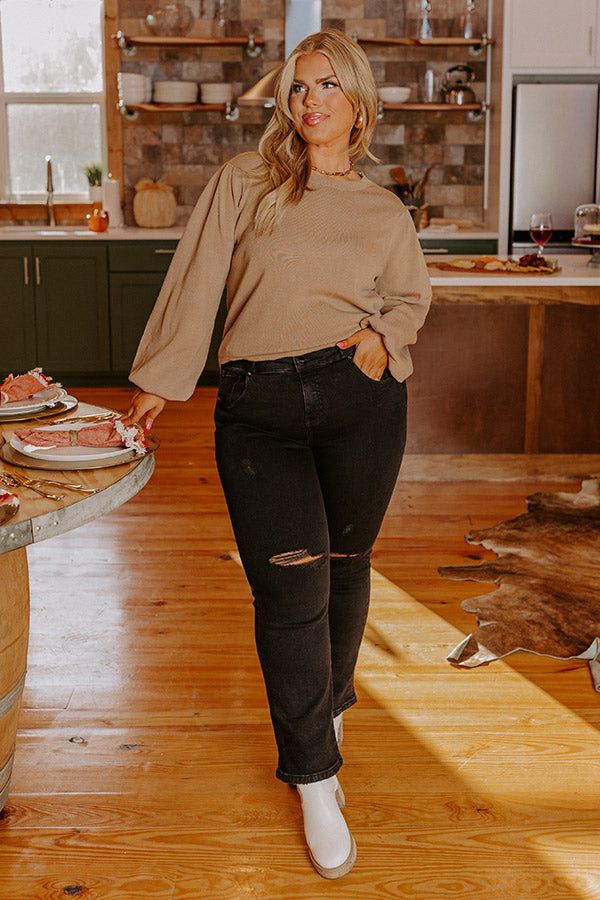 The Edith High Waist Distressed Straight Leg Jean Curves sold by Impressions