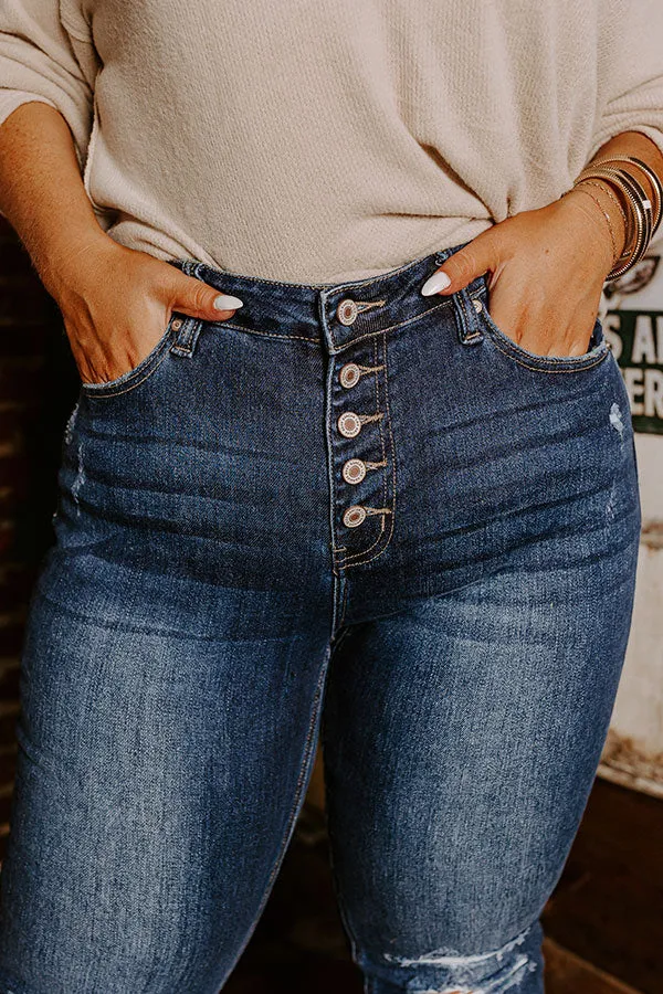 KanCan The Nikky Midrise Distressed Flare in Dark Wash Curves sold by Impressions product image thumbnail 3